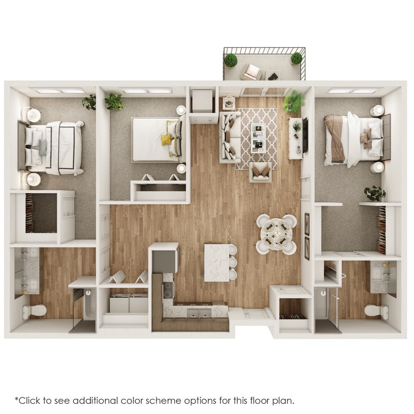 Floor Plan - 3 Bed, 2 Bath - 1350 SF