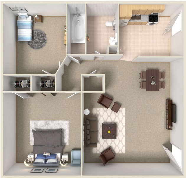 Floor Plan - 2 Bed 1 Bath Garden
