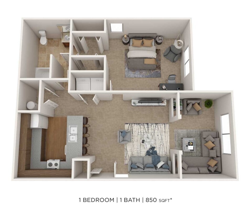 Floor Plan - One Bedroom - 850 sqft