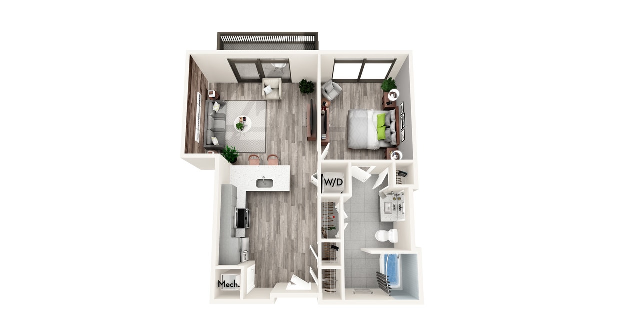 Floor Plan - AZB9a ACCESSIBLE 1 BEDROOM AND 1 BATH