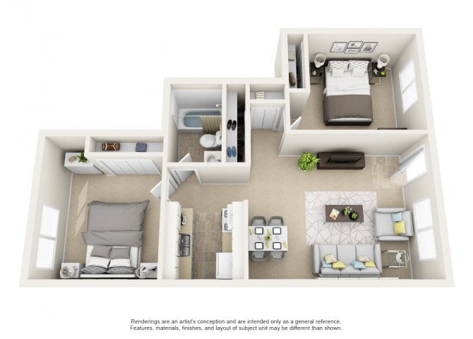 Floor Plan - 2 Bed 1 Bath II