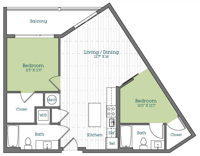 Floor Plan - 2 Bed - 2 Bath | BJ3