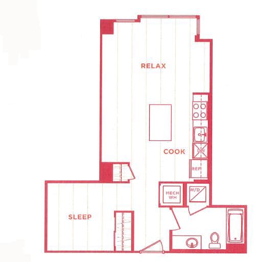 Floor Plan - 1 Bed/1 Bath s-a04a