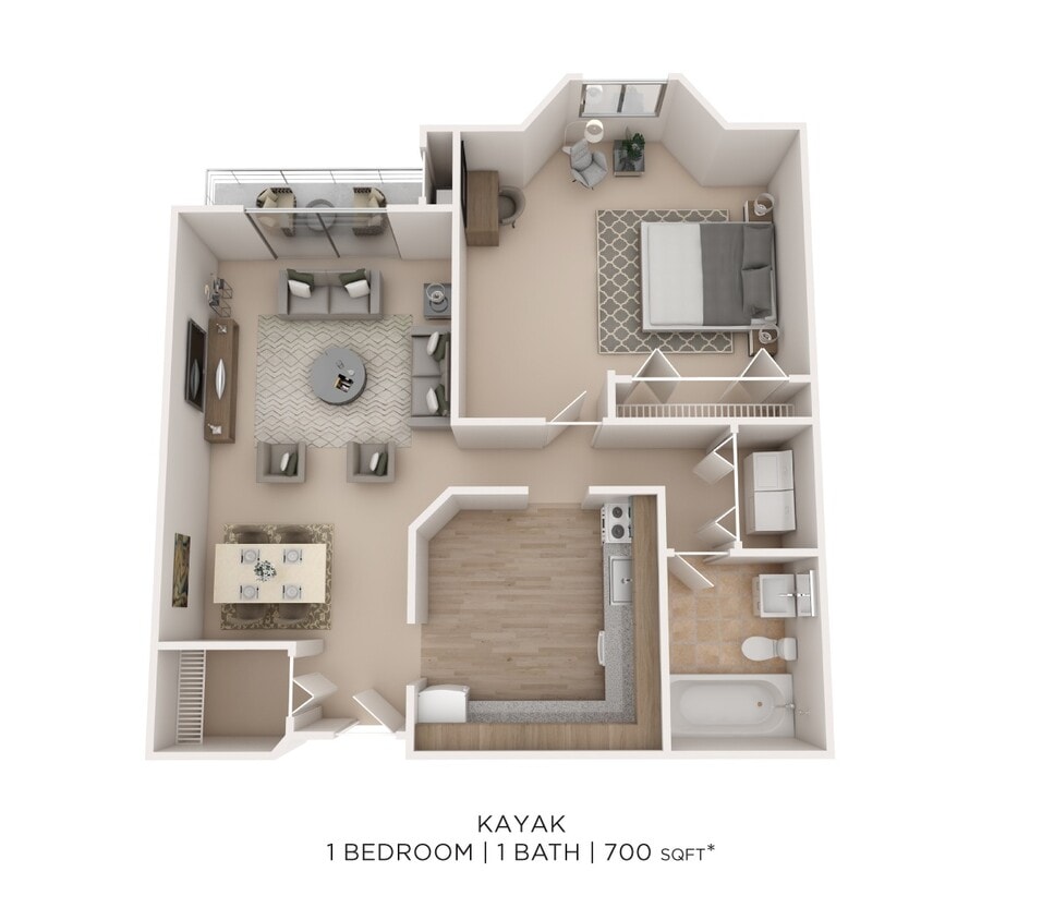 Floor Plan - One Bedroom- 700 sqft