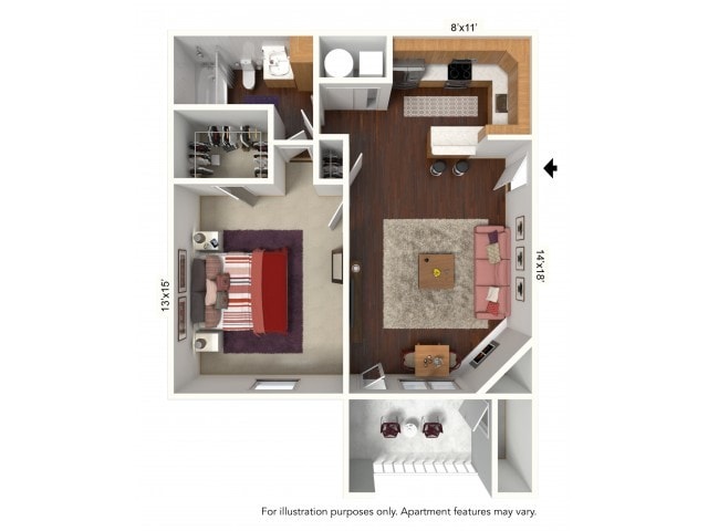 Floor Plan - A Plan - 1 Bed/1 Bath