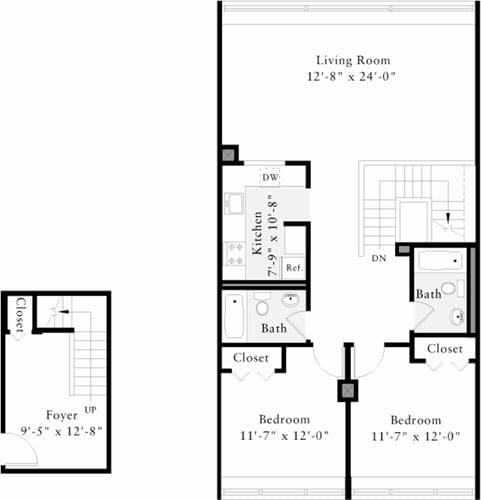 Floor Plan - The Lofts 2 Bedrooms CC