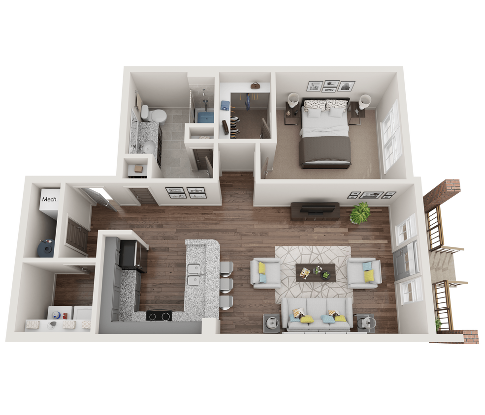 Floor Plan - 48m - 1BR 1BA (778 SF)