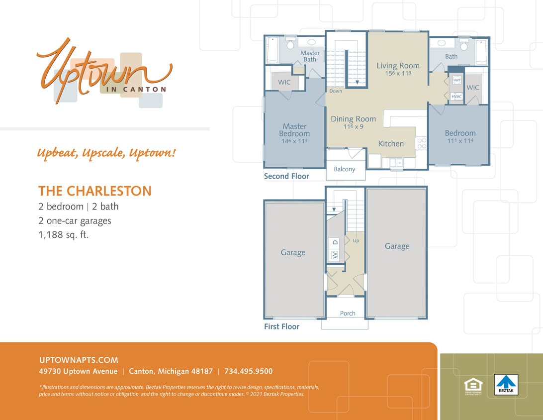 Floor Plan - The Charleston - includes a 2 car attached garage
