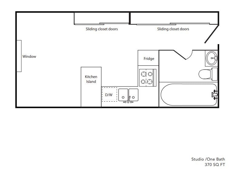 Floor Plan - Studio A One Bath 370