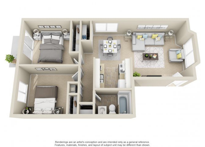 Floor Plan - 2 Bed 1 Bath III