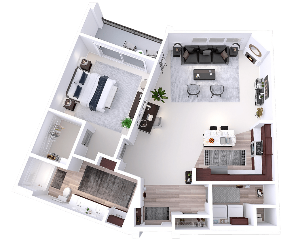 Floor Plan - EastTown - M - 1 Bed - 1 Bath 
