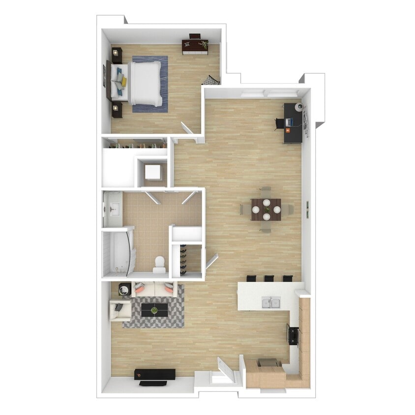 Floor Plan - Large 1 Bedroom and 1 Bath