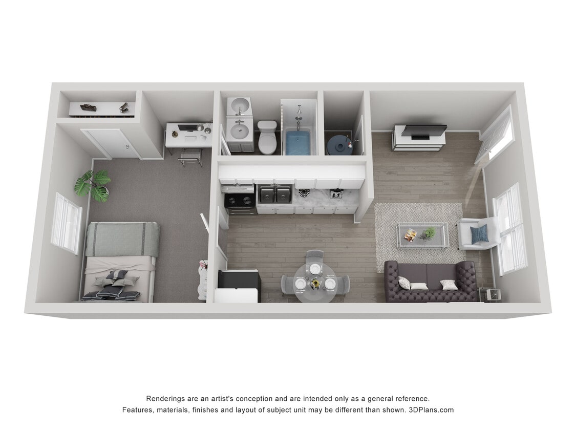 Floor Plan - A5 1x1 C Standard-Call for Availability