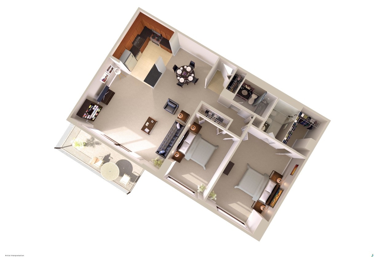 Floor Plan - 2 br / 2 ba w/ balcony