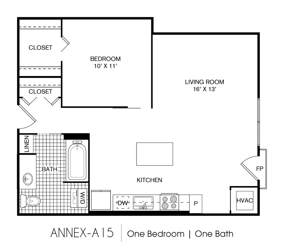 Floor Plan - Annex 1 Bedroom 1 Bath 696