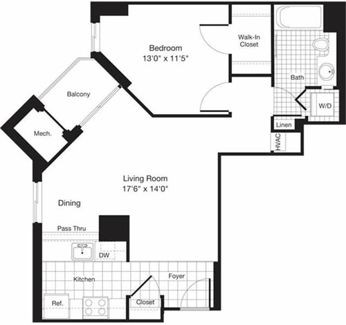 Floor Plan - 1 Bedroom H