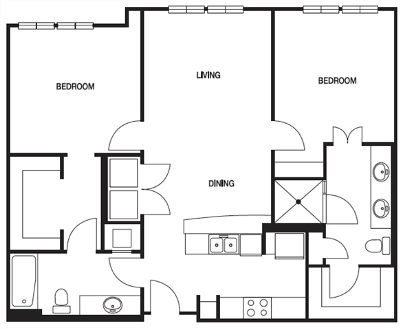 Floor Plan - B01 2 Bed 2 Bath