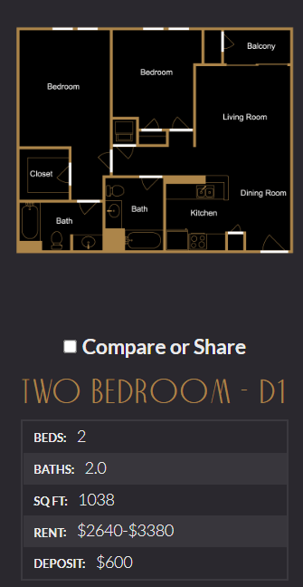 Floor Plan - 2x2B-D1