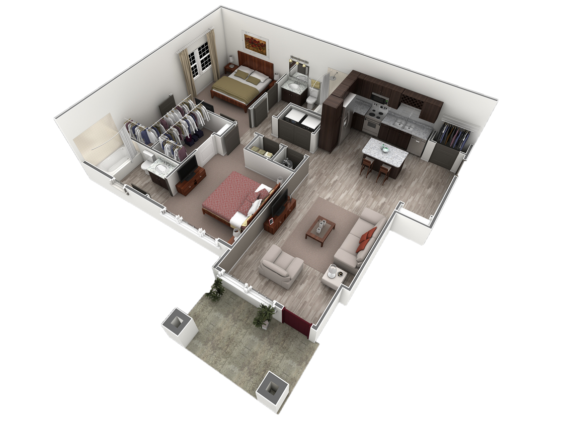 Floor Plan - 2 BR Designer Courtyard	