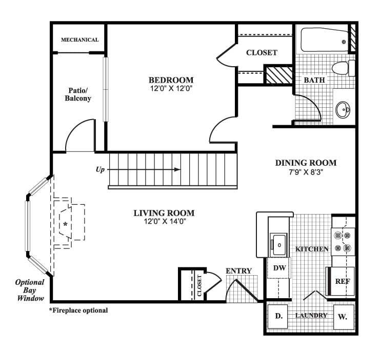 Floor Plan - One Bedroom Renovated