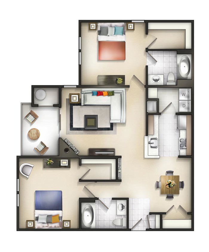 Floor Plan - 2 Bedroom 2 Bath Hickory at Baker II