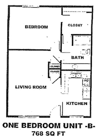 1 Bedroom + 1 Bathroom (B) - 1x1