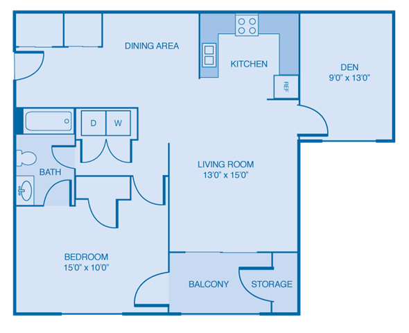 Floor Plan - Oxford 1 Bedroom With Flex Space