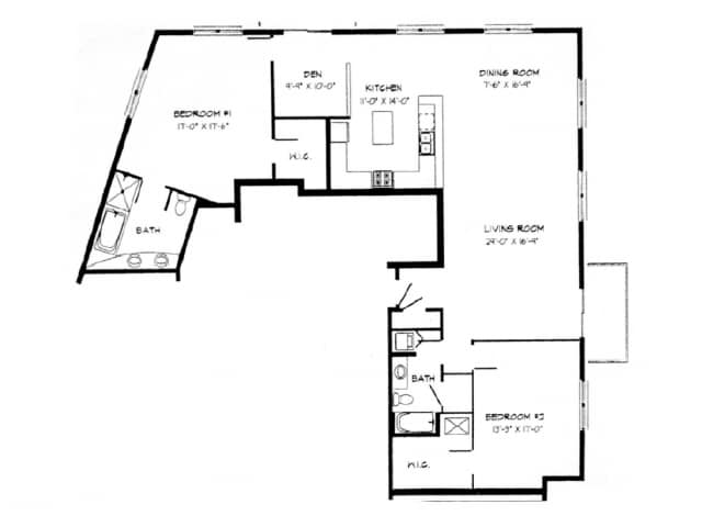 2 Bed + Den / 2 Bath - 1,952 SF - 2 Bed / 2 Bath + Den - 1,952 SF
