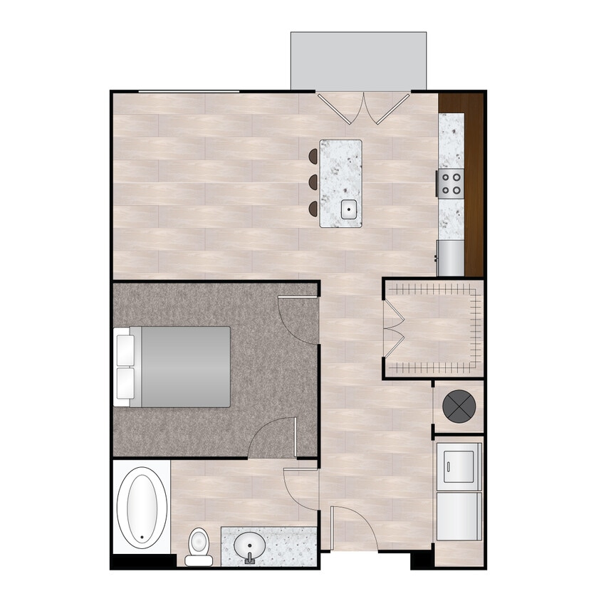 Floor Plan - A Quattro 661 sqft - 724 sqft