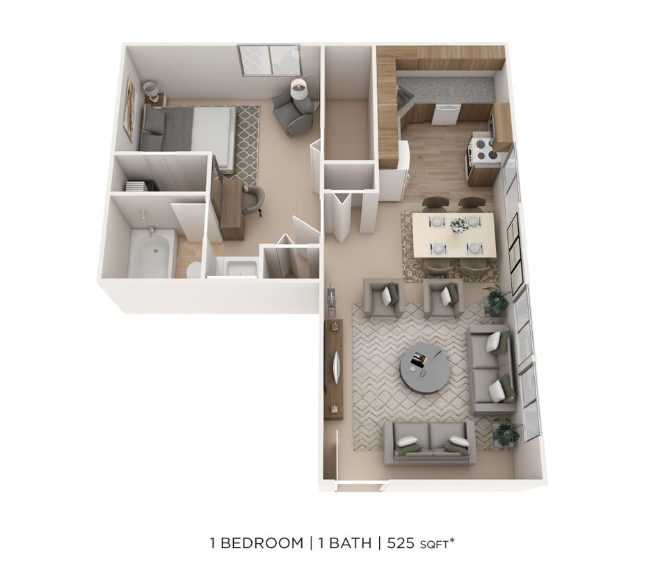 Floor Plan - One Bedroom-525 sqft
