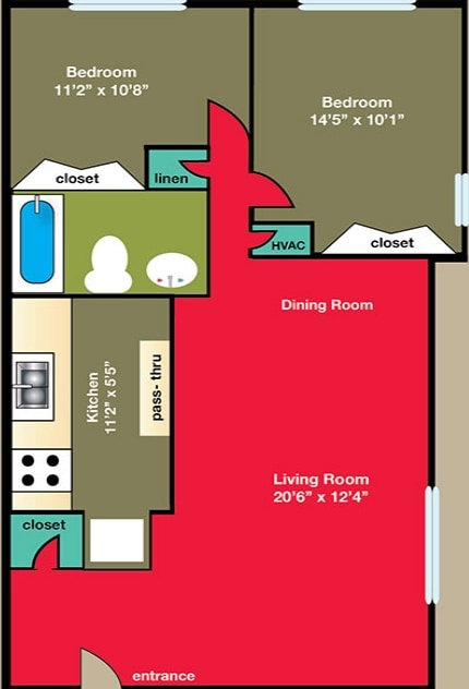 2BR/1BA - 2 bed 1 bath 