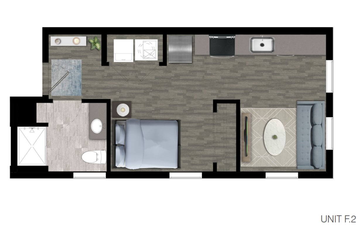 Floor Plan - Studio - F.2 (with Wall)