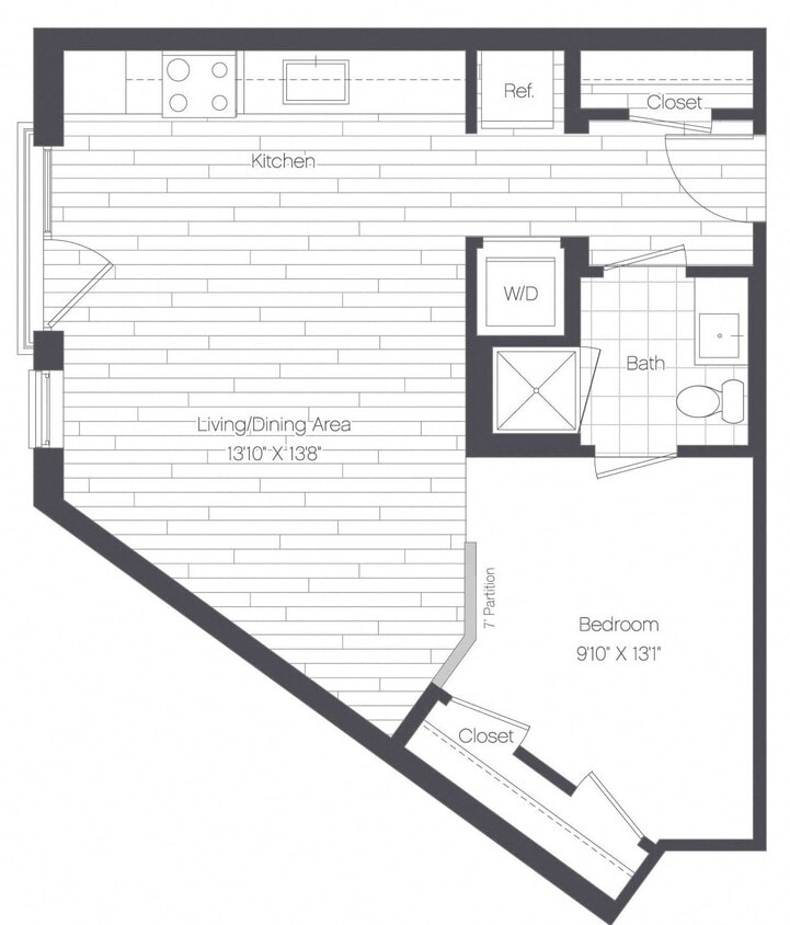 Floor Plan - 1 Bed/1 Bath-1A