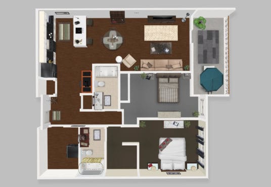 2BD, 2BA - 1295 SF - Unit D - Two Bedrooms