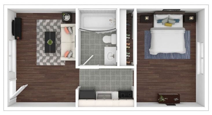 Floor Plan - 1 Bed 1 Bath