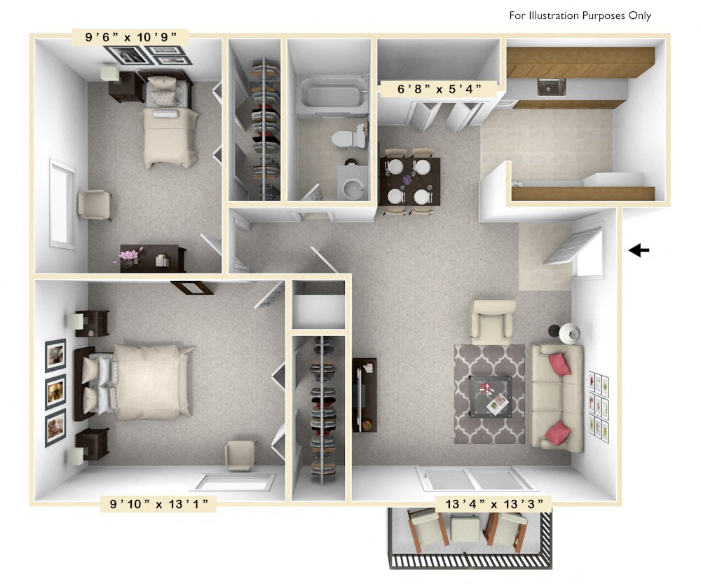 Floor Plan - The Anchor 2 BR 1 BA