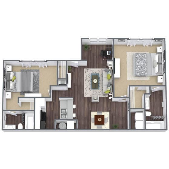 Floor Plan - B2: 2 Bed 2 Bath