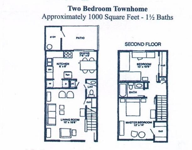 Floor Plan - TWO BEDROOM TOWN HOME