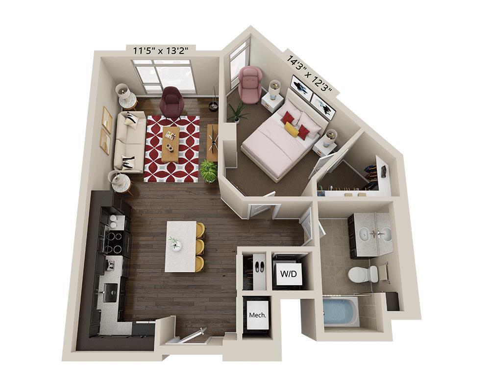 Floor Plan - One Bedroom A1E