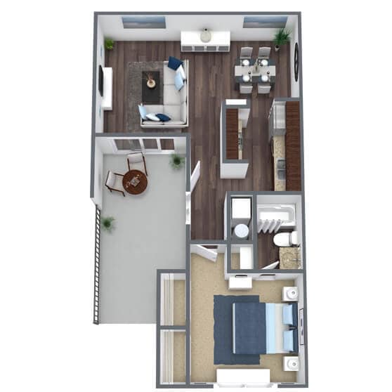 Floor Plan - 1 Bed  1 Bath