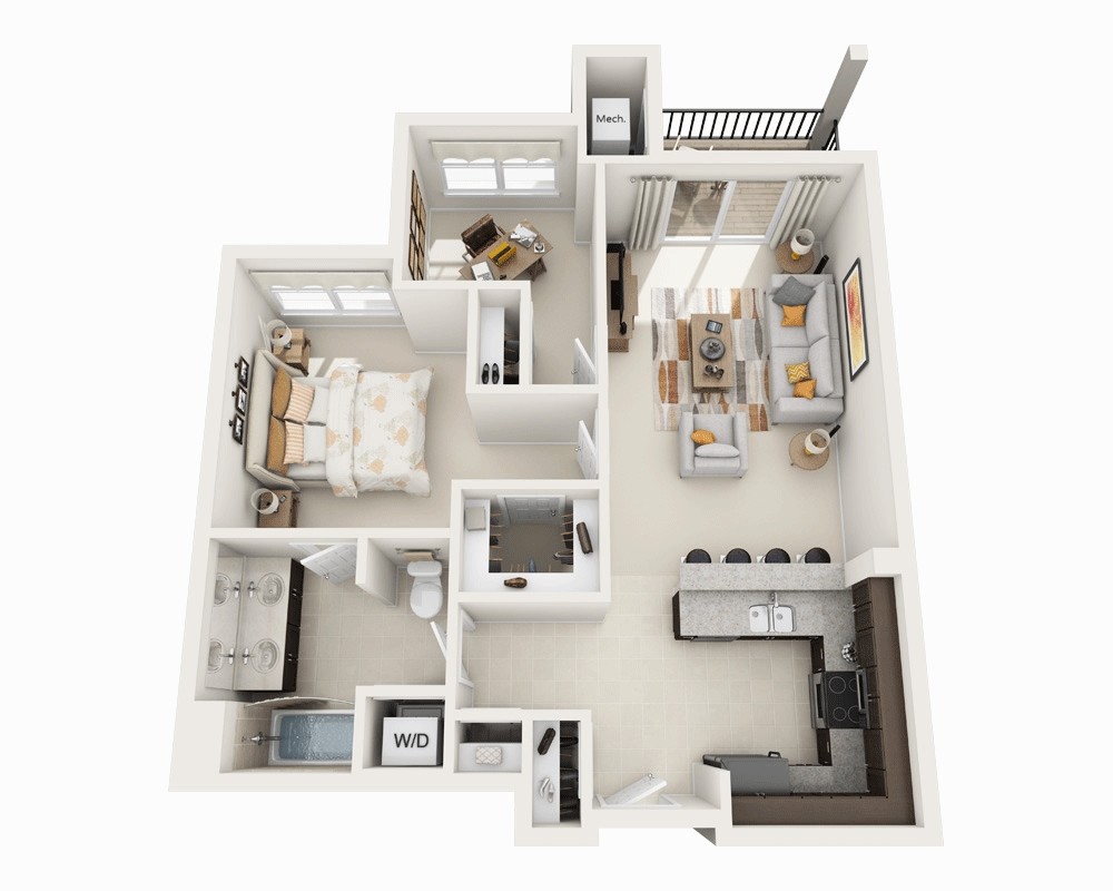 Floor Plan - One Bedroom A1DD2