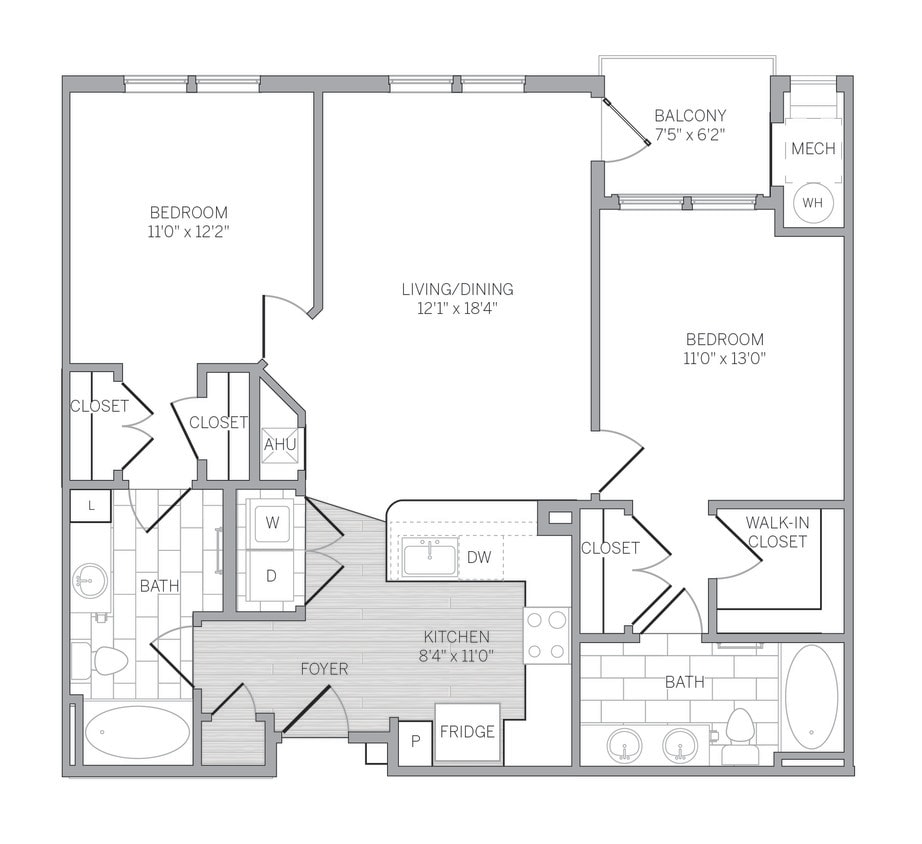 Floor Plan - 2-Bedroom Unfurnished