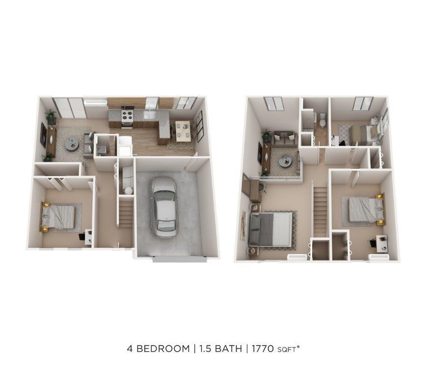 Floor Plan - Four Bedroom 1.5 Bath
