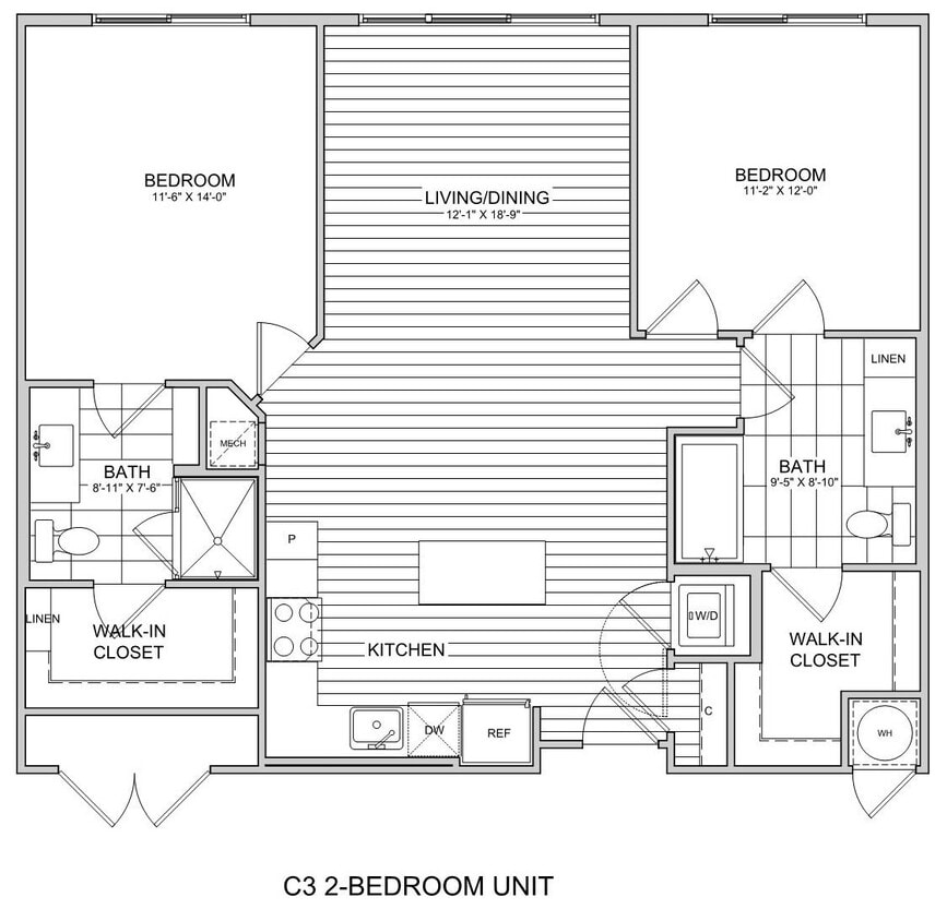 Floor Plan - 2 Bed/2 Bath-C3