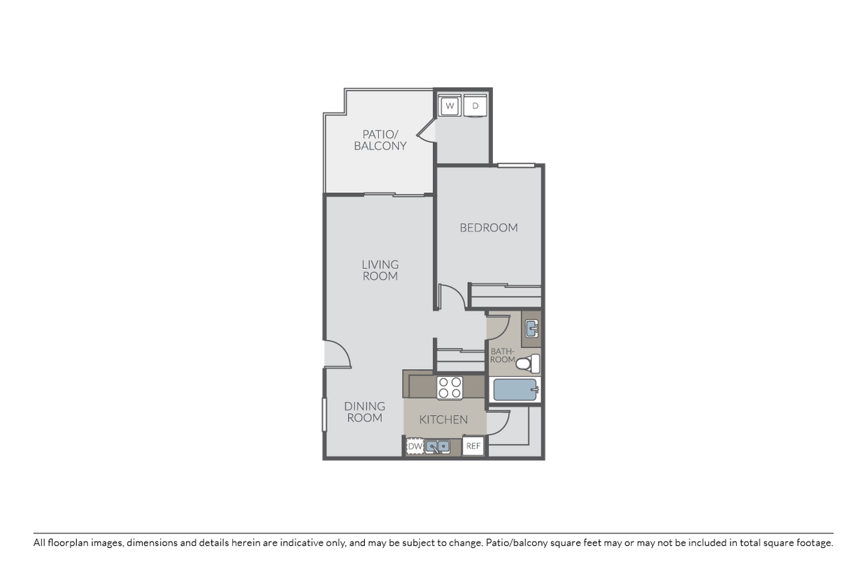 Floor Plan - 1 Bed 1 Bath (A)