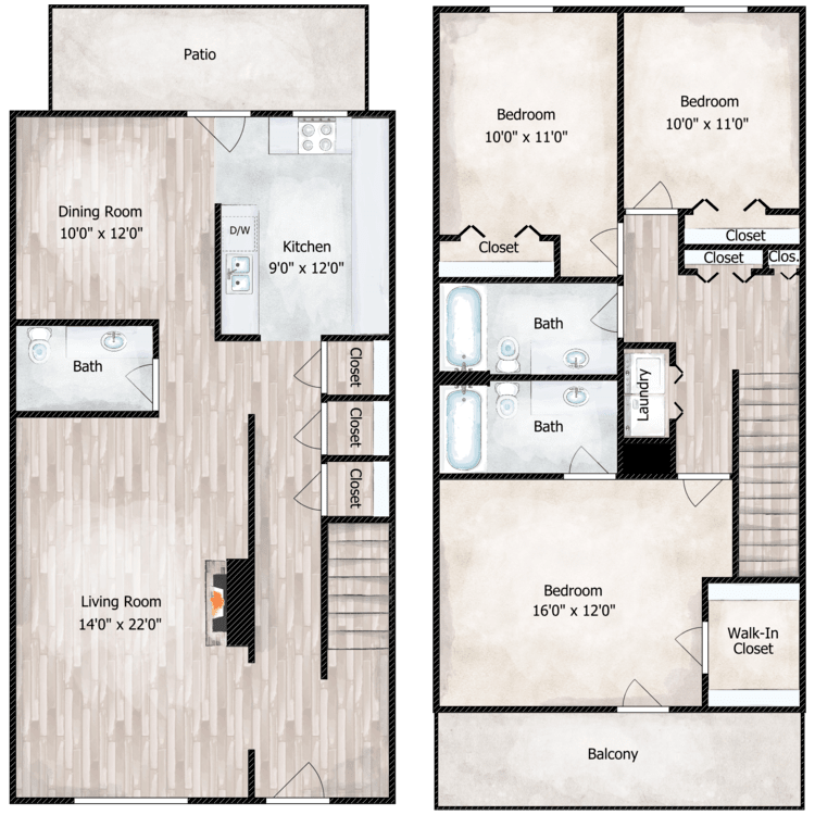3B25BTH_949992.png - 3 Bed 2.5 Bath Townhome