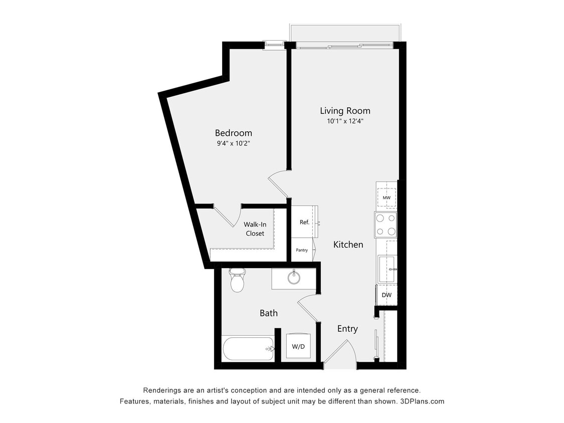 Floor Plan - One Bedroom B08A