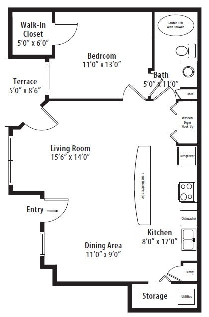 Floor Plan - 1 BR Grand Courtyard