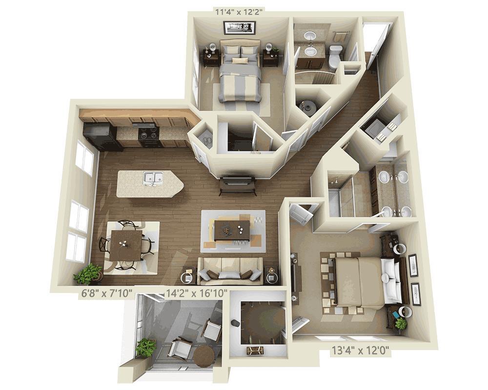 Floor Plan - Two Bedroom B2A