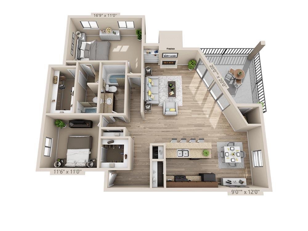 Floor Plan - Two Bedroom B2CCT